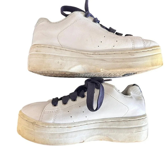 Y2K Skechers Chunky Platform Sneakers Shoes Womens 8 Leather White 90s‎ Vintage - Picture 14 of 16
